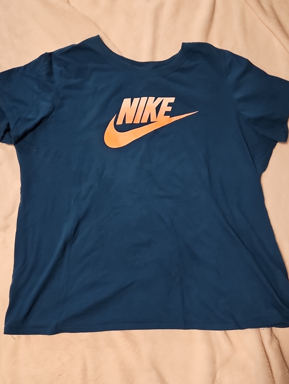 Nike Teal Blue Tee with Orange Swoosh